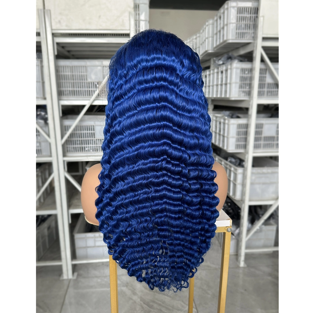22inch Blue Color Deep Wave 13x6 Lace Frontal Wig Colored Wigs