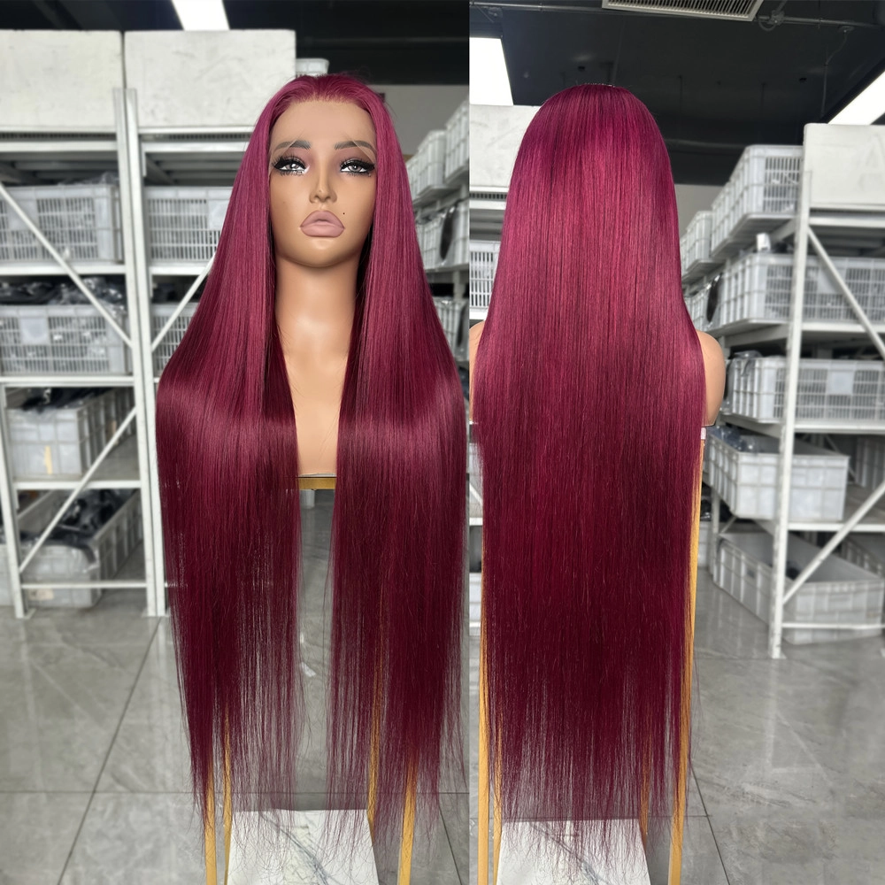 34inch Long Hair Wigs Burg Color 13x4 Lace Frontal Wig Human Hair Lace Wigs