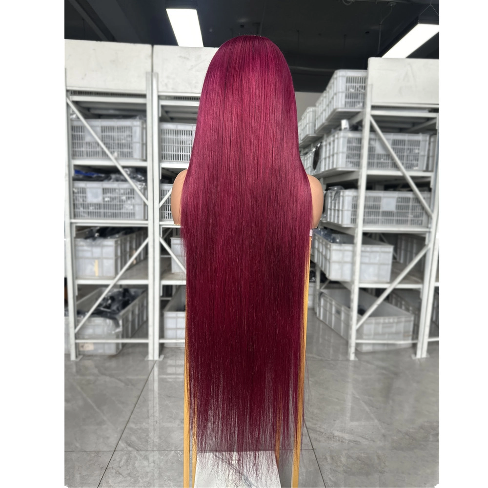 34inch Long Hair Wigs Burg Color 13x4 Lace Frontal Wig Human Hair Lace Wigs