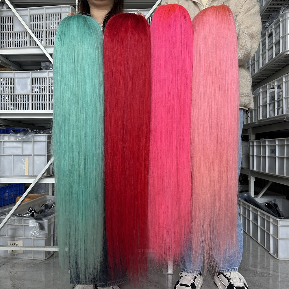 28inch Colorful Wigs HD Lace 6x6 Closure Wigs Straight Color Hair